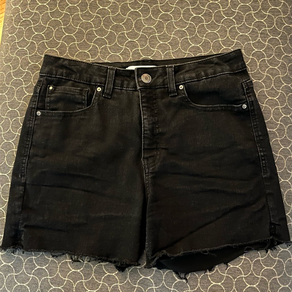 Black Jean Cut-off Midi Short Size 12